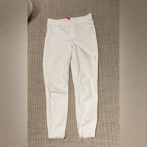 Spanx distressed skinny stretchy white jeans
